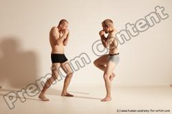 Underwear Martial art Man - Man White Moving poses Slim Short Blond Dynamic poses Academic